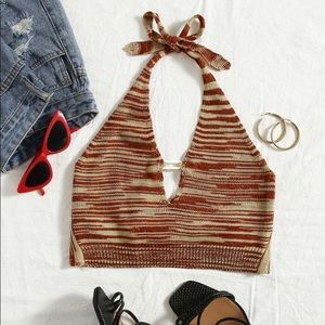 Halter Crop Knit Top